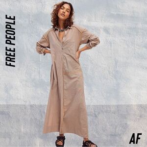 FREE PEOPLE A DAY IN THE BEACH HENLEY MAXI DRESS NWT XSMALL